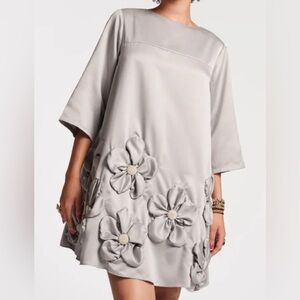 FRANCES VALENTINE Grey Edie Floral Mini Dress